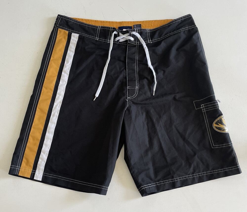 G-III Missouri Mizzou Tigers Swim Trunks Mens XL Briefs Lined Black Gold